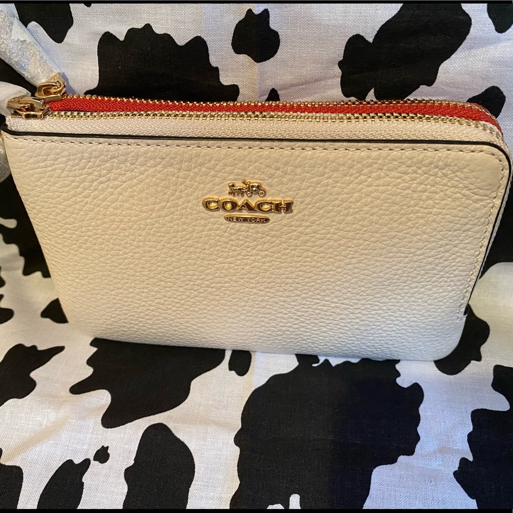 Coach Double Corner Zip Wristlet In Colorblock